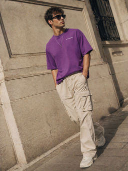 The Fit Theory - Men Oversized Purple T-Shirt