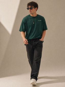 The Fit Theory - Men Oversized Green T-Shirt