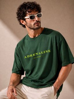 The Fit Theory - Men Oversized Green T-Shirt