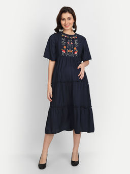 Aaruvi Ruchi Verma - Navy Blue Maternity Dress