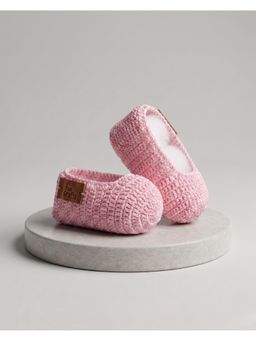 FUNKRAFTS - Pink Handmade Crochet Baby Infant Booties Shoes For Girl