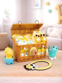 Little Surprise Box - Yellow Blessed Home Cane Basket Newborn Hamper Set