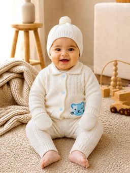 Little Surprise Box - Blue Cat Ivory Collar Knitted Winter Set Baby