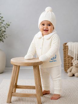 Little Surprise Box - Blue Wings Ivory Collar Knitted Winter Set Baby