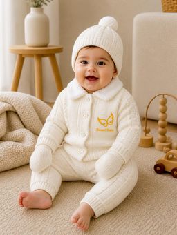 Little Surprise Box - Brown Wings Ivory Collar Knitted Winter Set Baby