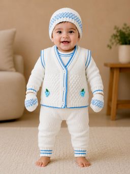 Little Surprise Box - Grape Blue And Ivory Knitted Winter Set Baby