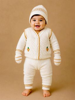 Little Surprise Box - Grape Brown And Ivory Knitted Winter Set Baby