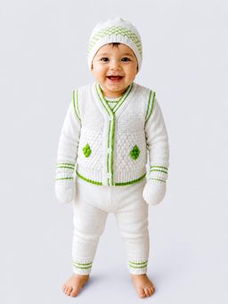 Little Surprise Box - Grape Green And Ivory Knitted Winter Set Baby