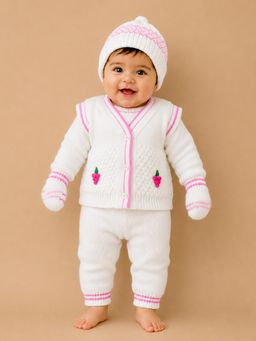 Little Surprise Box - Grape Pink And Ivory Knitted Winter Set Baby