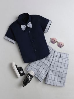 Hopscotch - Boys Checkered Shirt Shorts With Bow