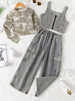 Hopscotch - Tie Dye Denim T-Shirt Waistcoat and Jeans