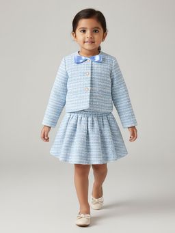 Hopscotch - Textured Bow Applique Jacket and Skirt