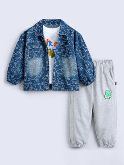 Hopscotch - Dinosaur Applique T-Shirt Jacket and Joggers