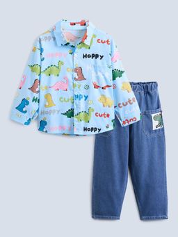 Hopscotch - Dinosaur Patch Work Shirt and Jeans