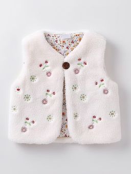Hopscotch - Floral Embroidered Sleeveless Jacket