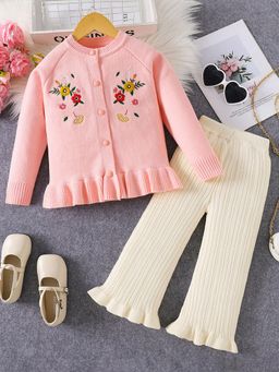 Hopscotch - Floral Embroidered Sweater and Pants