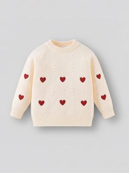 Hopscotch - Heart Embroidered Full-Sleeve Sweater