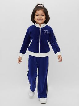 Hopscotch - Striped High Neck Velvet Jacket and Pants