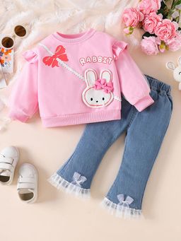 Hopscotch - Bunny Applique Sweatshirt and Jeans