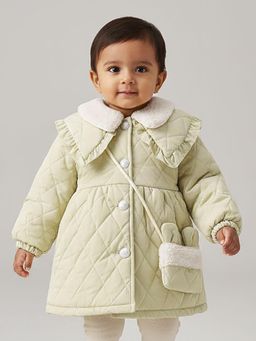 Hopscotch - Textured Long Coat With Handbag