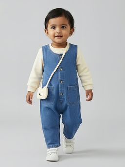 Hopscotch - Textured Romper and Sweatshirt With Handbag