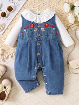 Hopscotch - Floral Embroidered Jumpsuit and Top