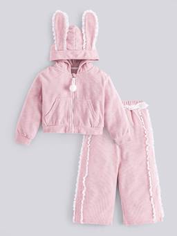 Hopscotch - Textured Bunny Applique Hoodie and Pant
