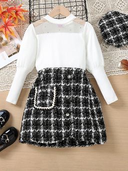 Hopscotch - Star Glitter Print Leg-O-Mutton Sleeve Top Skirt With Hat
