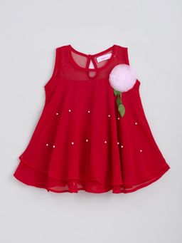 Hopscotch - Floral Applique A-Line Dress