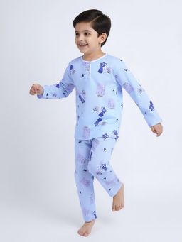 Hopscotch - Unisex Blue Animal Print T-Shirt and Pyjama