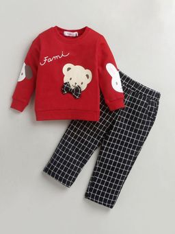 Hopscotch - Boys Red Printed T-Shirt and Pant