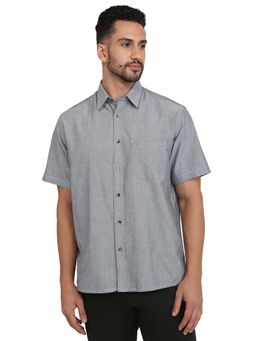 ColorPlus - Comfort Fit Grey Pure Cotton Spread Collar Shirt