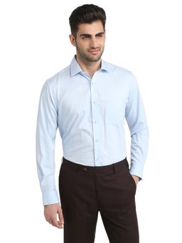 ColorPlus - Regular Fit Blue Pure Cotton Spread Collar Shirt