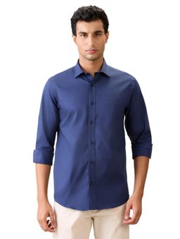 ColorPlus - Regular Fit Dark Blue Pure Cotton Spread Collar Shirt
