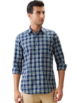 ColorPlus - Regular Fit Dark Blue Pure Cotton Spread Collar Shirt