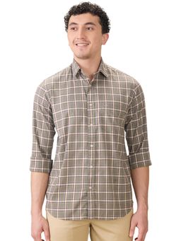ColorPlus - Regular Fit Dark Green Pure Cotton Spread Collar Shirt