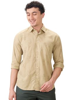 ColorPlus - Regular Fit Khaki Pure Cotton Spread Collar Shirt