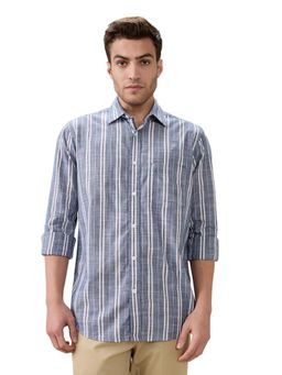 ColorPlus - Regular Fit Dark Blue Pure Cotton Spread Collar Shirt
