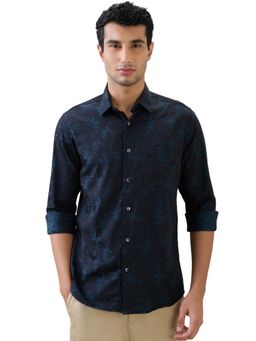 ColorPlus - Regular Fit Navy Blue Pure Cotton Spread Collar Shirt
