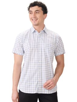 ColorPlus - Regular Fit Blue Pure Cotton Spread Collar Shirt