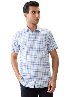 ColorPlus - Regular Fit Blue Pure Cotton Spread Collar Shirt