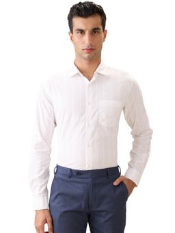 Park Avenue - Slim Fit Striped White Full Sleeve Pure Cotton Shirt