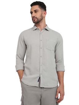 Park Avenue - Slim Fit Grey Pure Cotton Semi Cut Away Collar Shirt