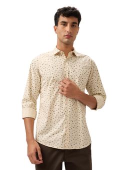 Park Avenue - Slim Fit Printed Light Fawn Full Sleeve Pure Cotton Shirt