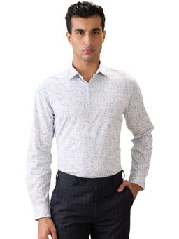 Park Avenue - Slim Fit Printed White Full Sleeve Pure Cotton Shirt