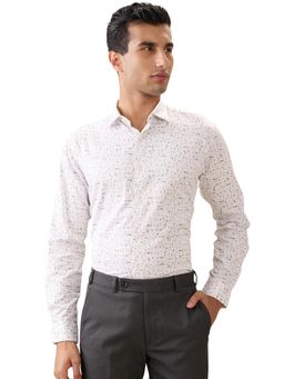 Park Avenue - Slim Fit Printed White Full Sleeve Pure Cotton Shirt