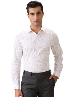 Park Avenue - Slim Fit Printed White Full Sleeve Pure Cotton Shirt
