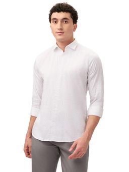 Park Avenue - Slim Fit Printed White Full Sleeve Pure Cotton Shirt