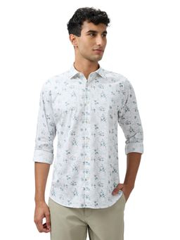 Park Avenue - Slim Fit Printed Green Full Sleeve Pure Cotton Shirt