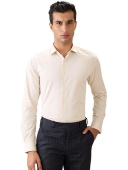 Park Avenue - Slim Fit Printed Beige Full Sleeve Pure Cotton Shirt